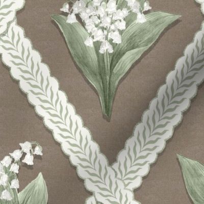 LILY OF THE VALLEY Cream on Whitall Brown and Sherwood Green 