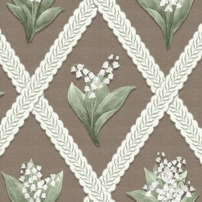 LILY OF THE VALLEY Cream on Whitall Brown and Sherwood Green 