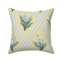  LILY OF THE VALLEY Cream, Webster Green and Strie Beacon Hill Damask