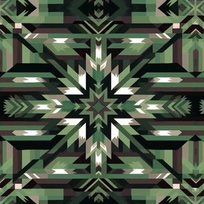 Homecoming Native American Camo Green Hunter Blanket Block Pattern