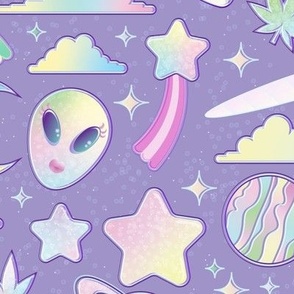Alien Cannabis Pastel Kawaii Space