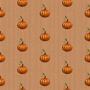 Hand Painted Pumpkins on Mesh Fabric Background