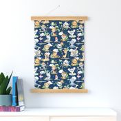 12” Wild Safari Animals (prussian blue, Quilt F) Cute Baby Jungle Nursery, 12” repeat