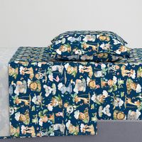 12” Wild Safari Animals (prussian blue, Quilt F) Cute Baby Jungle Nursery, 12” repeat