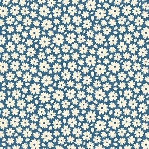 Ditsy flowers / Small scale / Blue+beige