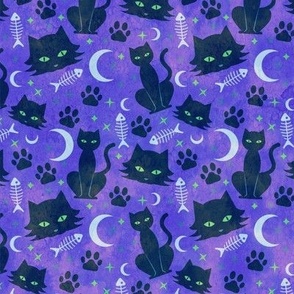 black cat green eyes moon spooky halloween witchy