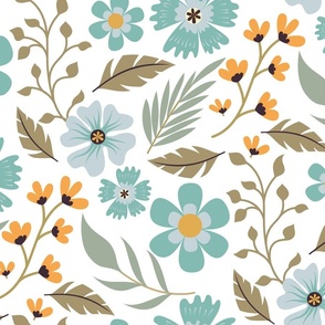 Mid Century Flower And Leaf Pattern