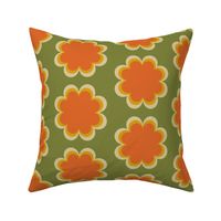 Scandi flower sixties seventies orange green 