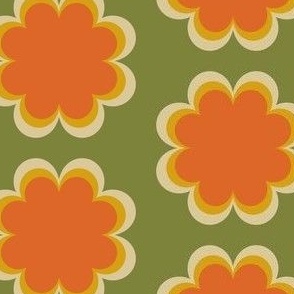 Scandi flower sixties seventies orange 