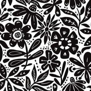 Black and white flowery normal scale 12"