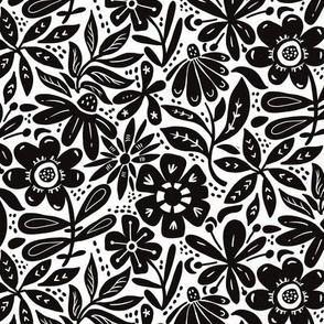 Black and white flowery small scale 6"