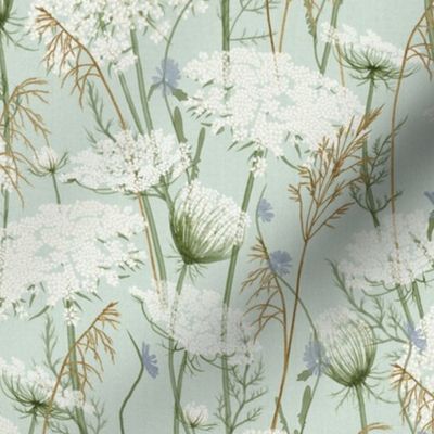 Wild flowers on robins egg blue (Small Medium)