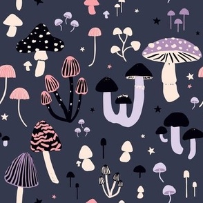 Painted Mushroom Pattern Wallpaper | Hovia