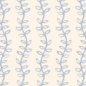Pale blue kelp block print, on ivory