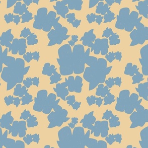 Chic Vintage Floral: Minimalist Bi-Color Design  - blue-grey and beige