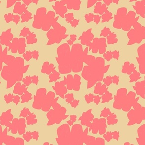 Chic Vintage Floral: Minimalist Bi-Color Design - pink and beige