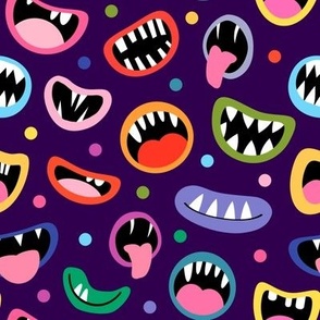 Funny Colorful Monster Mouths with Teeth