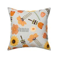 Mod Flower Patch in Citrus on Gray - XL