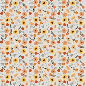 Mod Flower Patch in Citrus on Gray