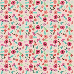 Mod Flower Patch in Pinks and Reds