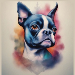 Boston Terrier Dog Tattoo design rainbow colors 18 inch 