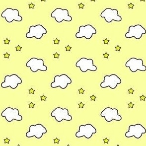 Clouds and stars on yellow