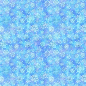 pastel blue snowflakes watercolor batik style