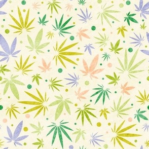 pastel warm colored cannabis ditsy 