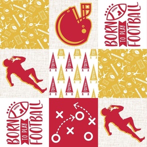 Football Quilt Layout Red and Gold