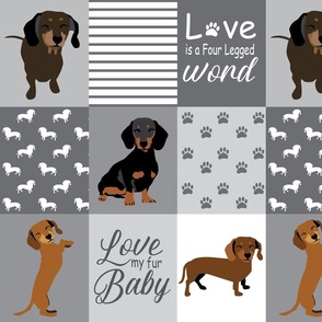 Dachshund Dog blanket quilt cute dog puppy Love My Fur Baby dog fabric