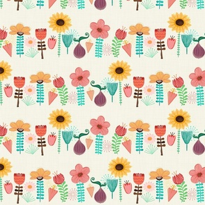 Rows of Mod Spring Flowers - Large