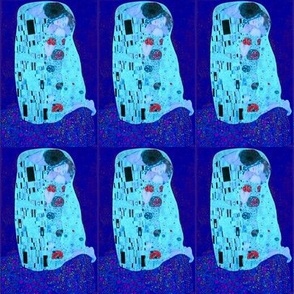 Klimt The Kiss turquoise on indigo 