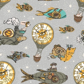 Time machines adventures_Vintage Steampunk Era__ GRAY palette_small scale