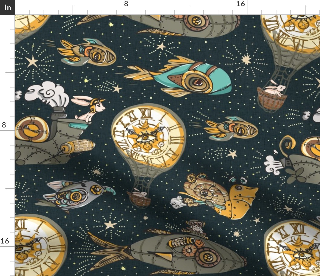 Time machines adventures_Vintage Steampunk Era ___ night palette_medium scale