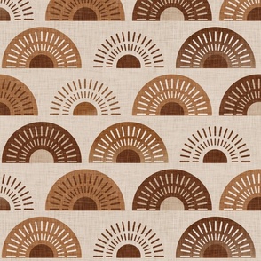 Boho Sunshine- Bohemian Sunrise- Earth Tone Sun- Autumn- Fall- Brown- Terracotta- Natural- Warm Neutral- Gender Neutral Nursery Wallpaper- Baby- Large