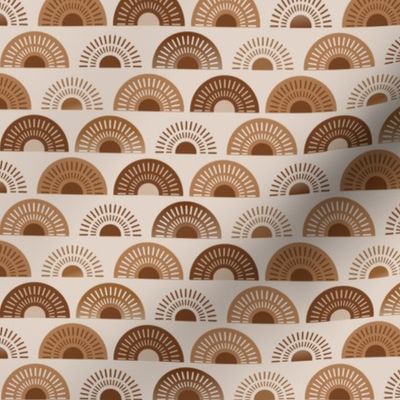 Boho Sunshine- Bohemian Sunrise- Earth Tone Sun- Autumn- Fall- Brown- Terracotta- Natural- Warm Neutral- Gender Neutral Nursery Wallpaper- Baby- Without Texture- sMini