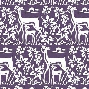 Arts & Crafts deer and grapes vector - white on PURPLE-274-replace