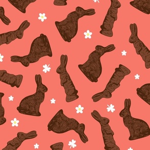 Cocoa Bunnies Tossed - Coral Large