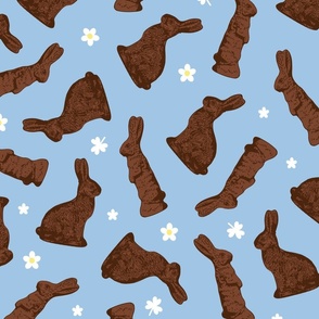 Cocoa Bunnies Tossed - Sky Blue Large