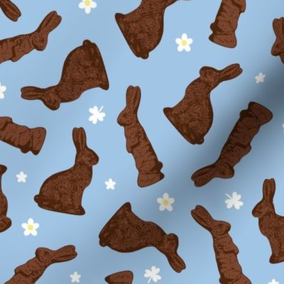 Cocoa Bunnies Tossed - Sky Blue Medium