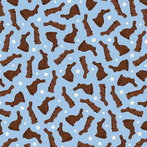 Cocoa Bunnies Tossed - Sky Blue Medium