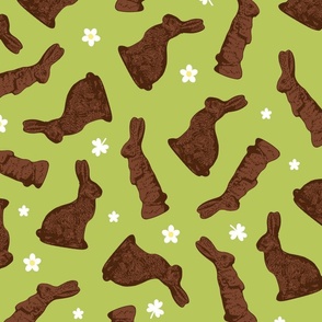 Cocoa Bunnies Tossed - Sprig Green Large