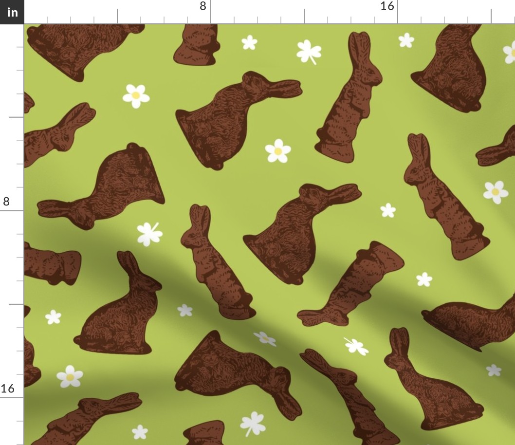 Cocoa Bunnies Tossed - Sprig Green Large