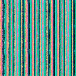 Retro Eupho spring handdrawn green tonal stripes with pink and aqua.