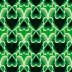 Retro tonal layered green monochrome hearts