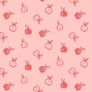 Riso-inspired Vintage Pattern - Pink Apple Aesthetic - Medium Scale