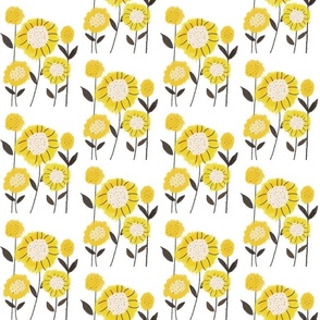 Yellow Sunflowers Chalk Hand drawn