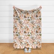 Soft Peach Summer Peonies- Vintage Real Flowers - off white double layer