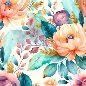 soft peachy watercolor flowers