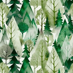 green abstract watercolor forest 